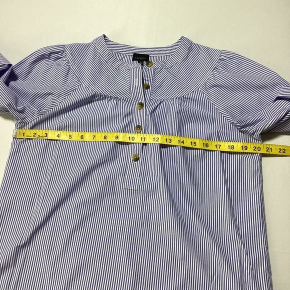 Talbots Stripe Popover Blue Striped Women's Blouse - Picture 10 of 10